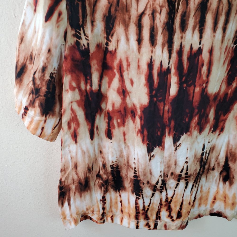 Nanushka Womens Brown Kaden Tie Dye Mock Neck Short Sleeve Top - Picture 11 of 14